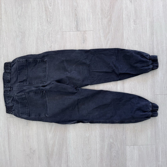 Forever 21 Premium Jogger Jeans Women Small Black Cargo Elastic Waist Denim