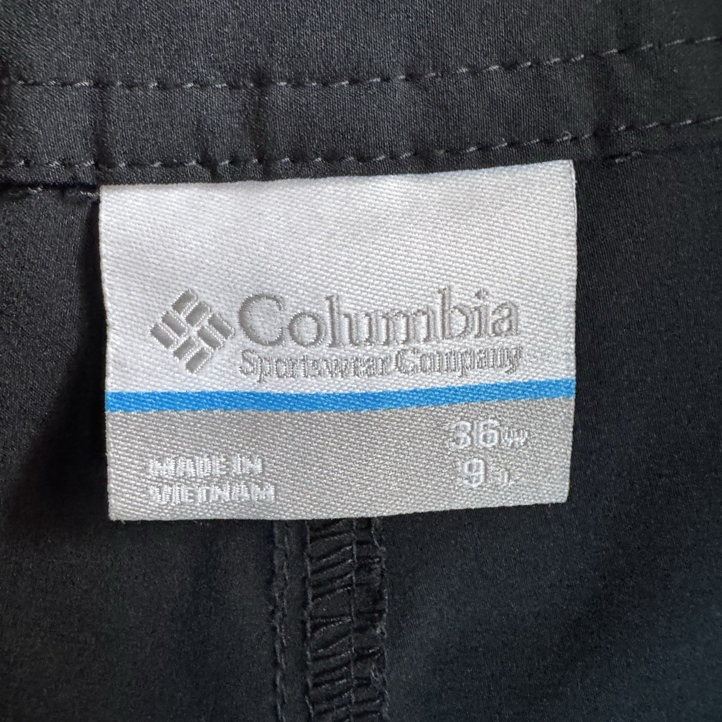 Columbia PFG Men’s Swim Trunks Black Size 35 USA Flag Bottle Opener 9” Inseam