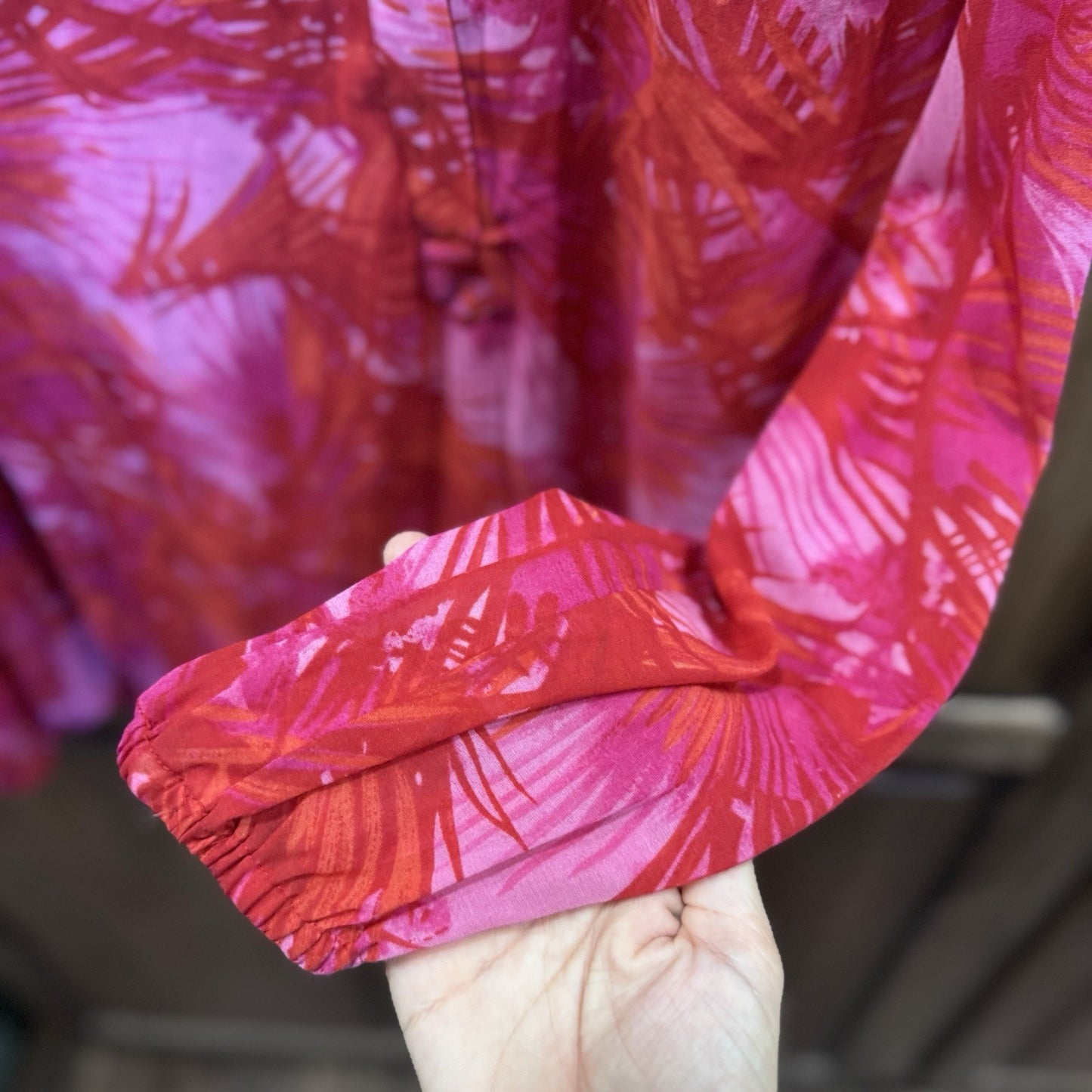 INC International Concepts Silk Blend Blouse Size 6 Pink Red Jungle Print NWT