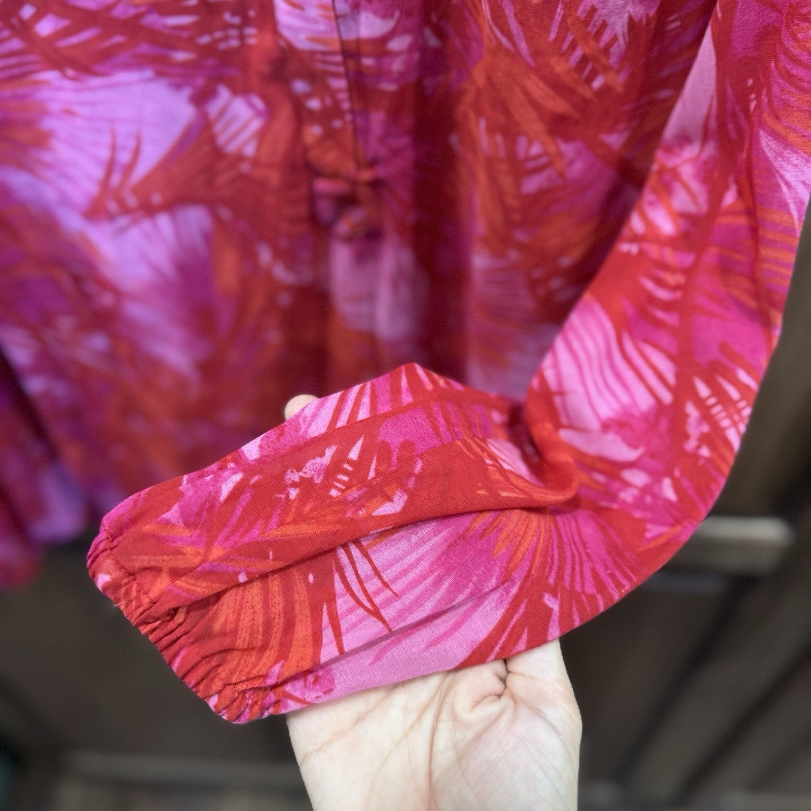 INC International Concepts Silk Blend Blouse Size 6 Pink Red Jungle Print NWT