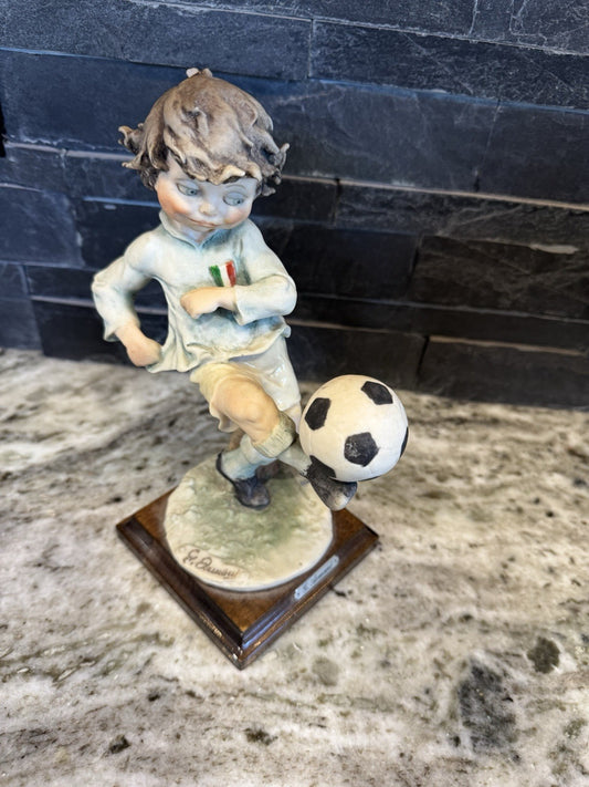 Guiseppe Armani 1982 Italian Boy Kicking Soccer Ball Made In Italy
