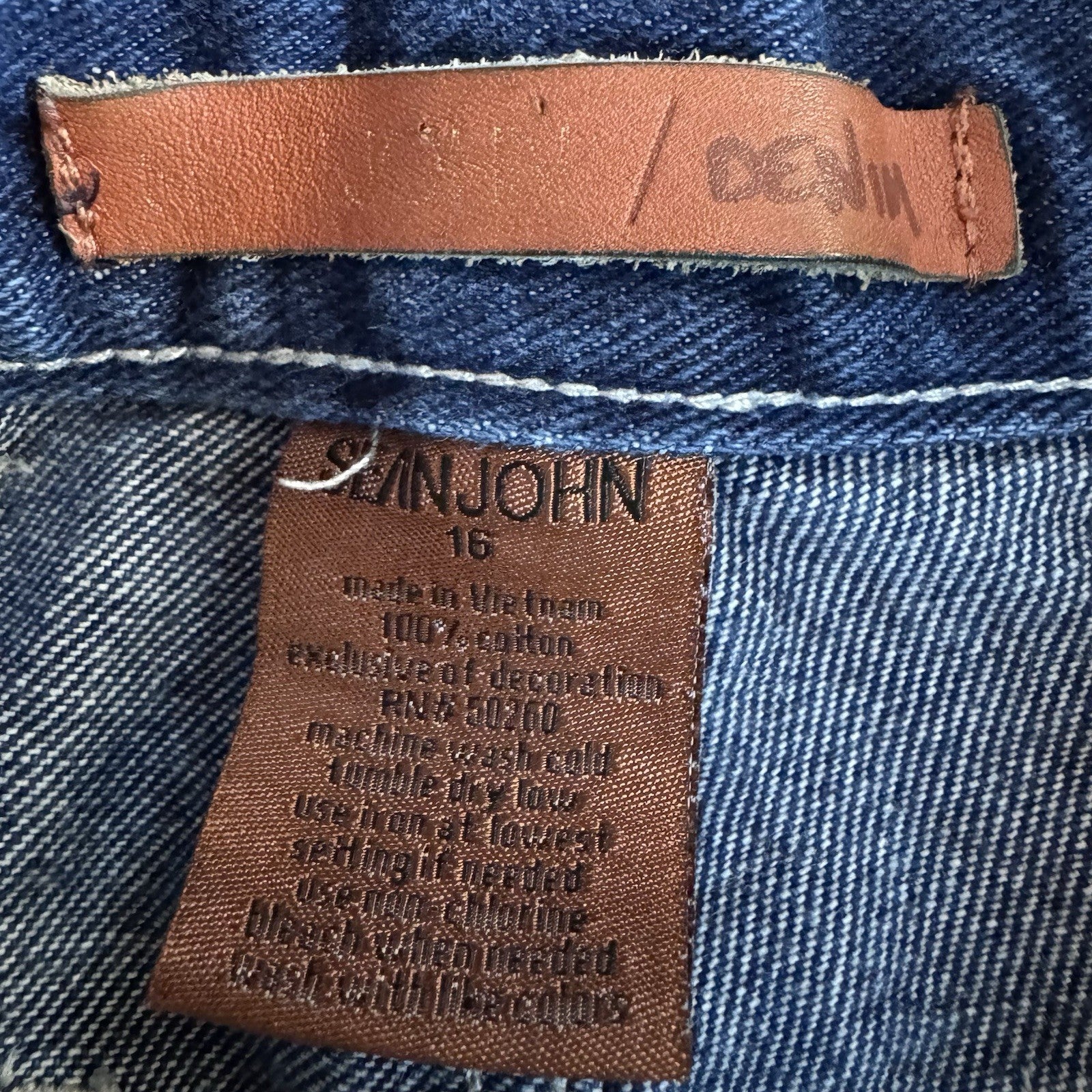 Sean John Mens Jeans Size 16 Relaxed Fit Blue Denim Wide Leg 100% Cotton
