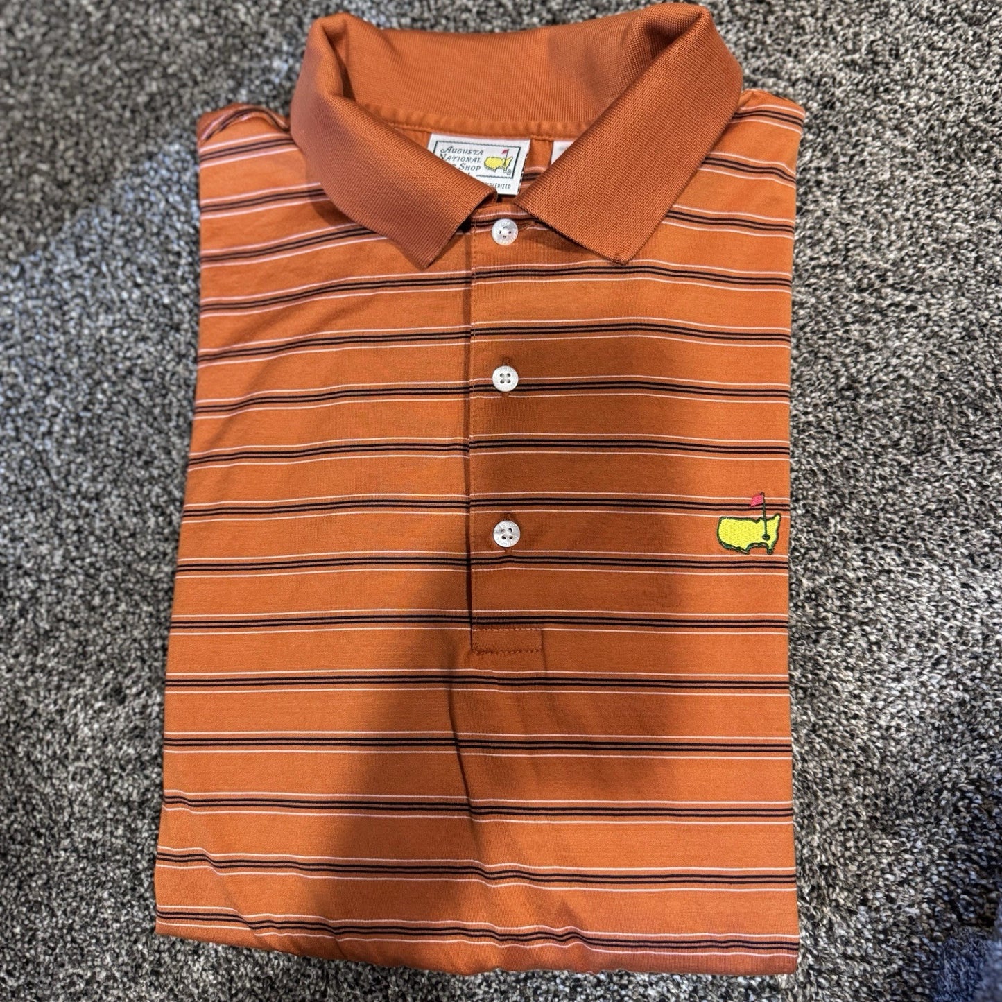 Vintage Augusta National Golf Polo Shirt Large Stripe 100% Pima Cotton Masters