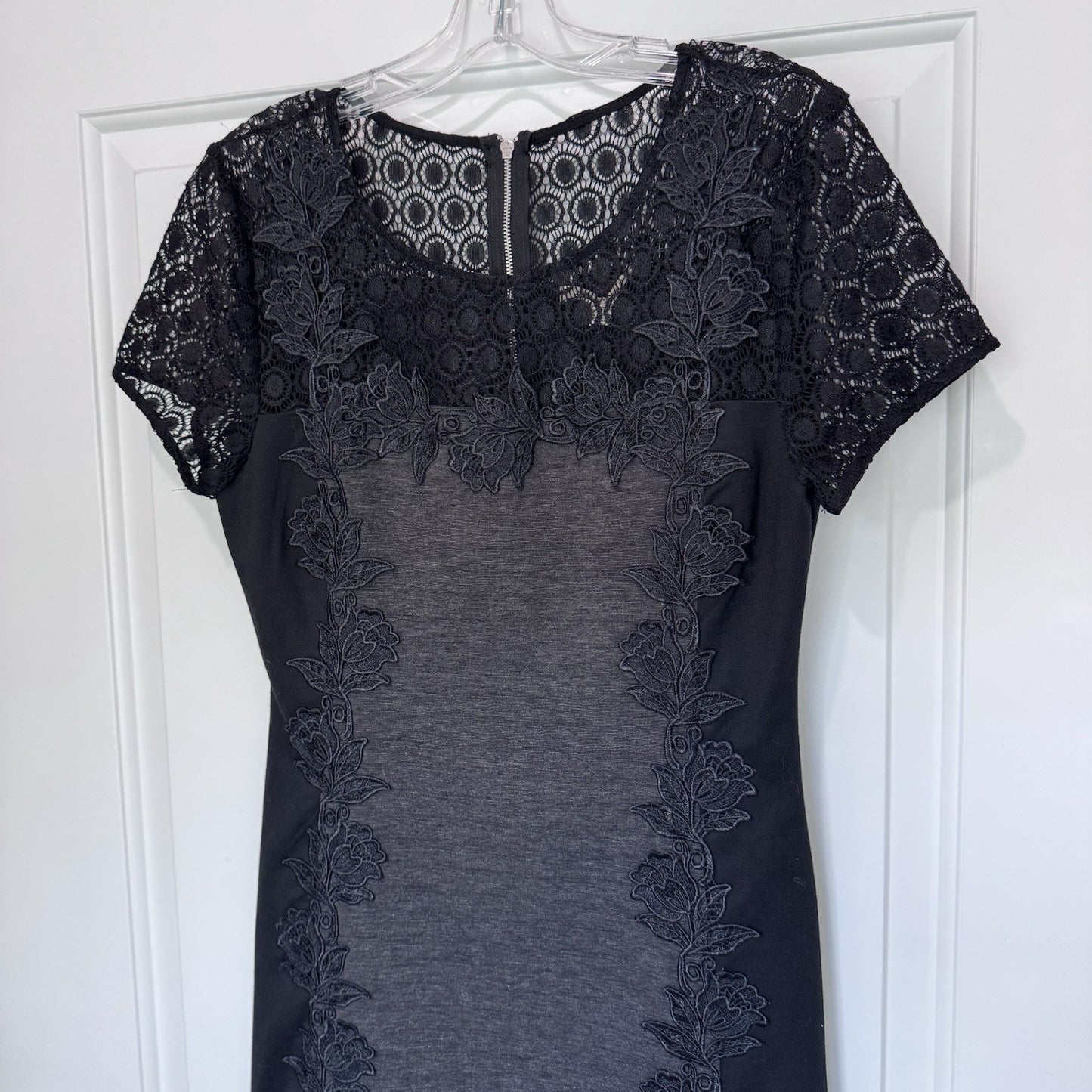 NWT 41 Hawthorn Stitch Fix Becka Lace Trim Knit Dress Dark Grey M RN150466