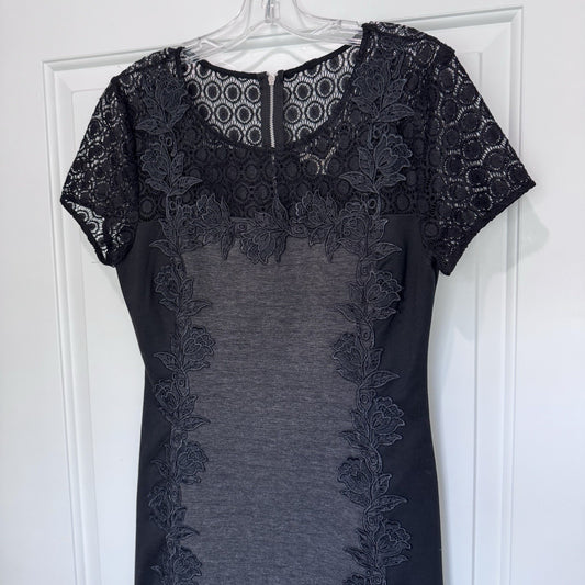 NWT 41 Hawthorn Stitch Fix Becka Lace Trim Knit Dress Dark Grey M RN150466