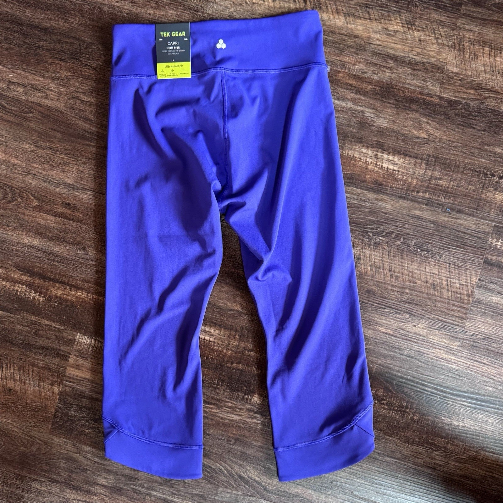 NWT Tek Gear Ultrastretch Capri Leggings Size L | Purple Athletic Workout Pants