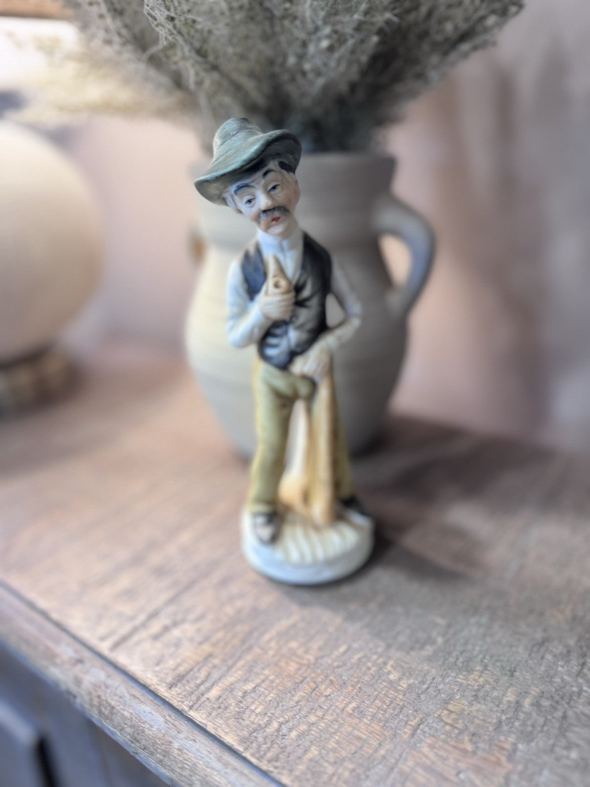 Vintage Country Old Farmers Miniatures 5 Harvest Elders Painted Ceramics Rare!