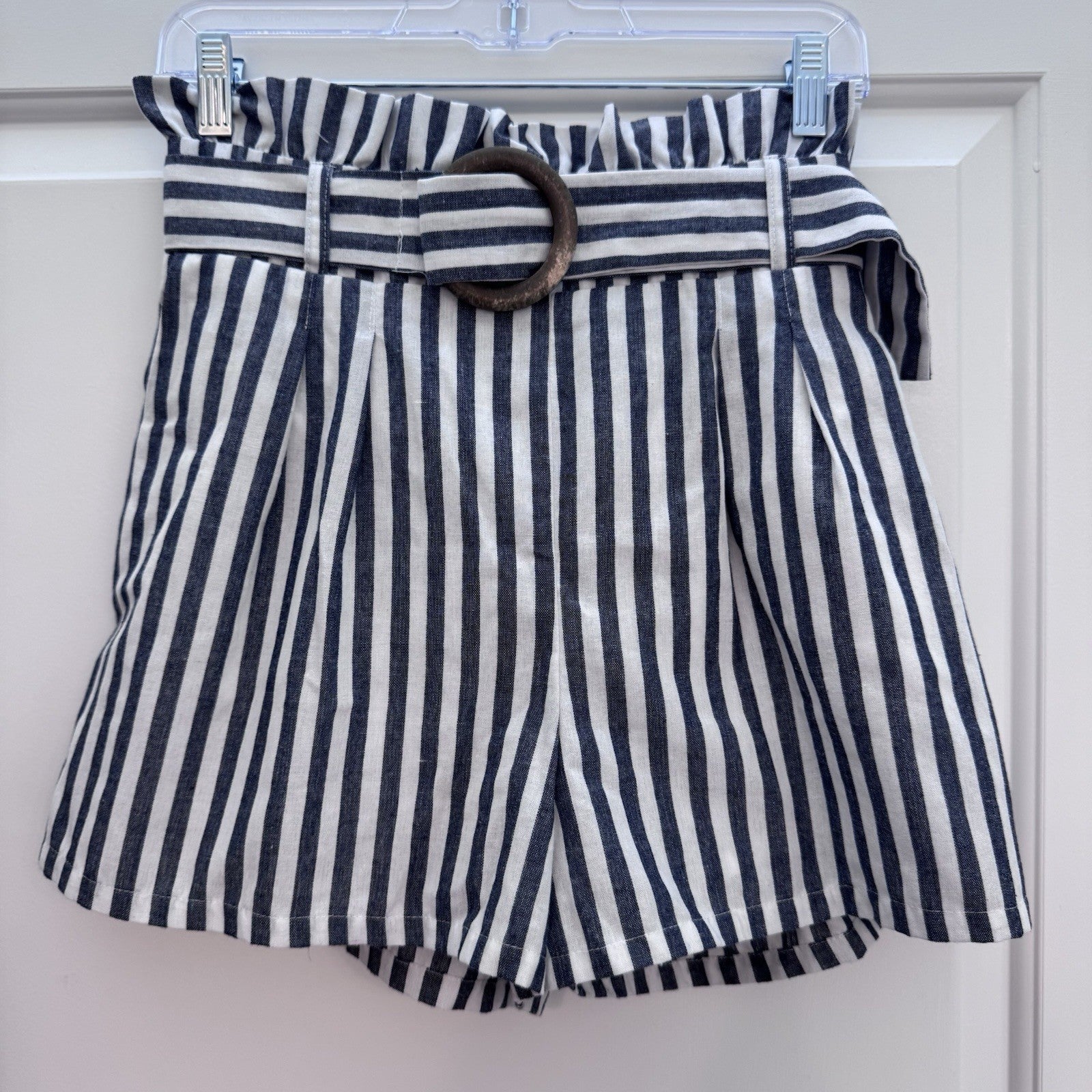 Altar’d State Shorts Blue White Stripe Belted Lined Paperbag Shorts M