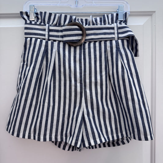 Altar’d State Shorts Blue White Stripe Belted Lined Paperbag Shorts M