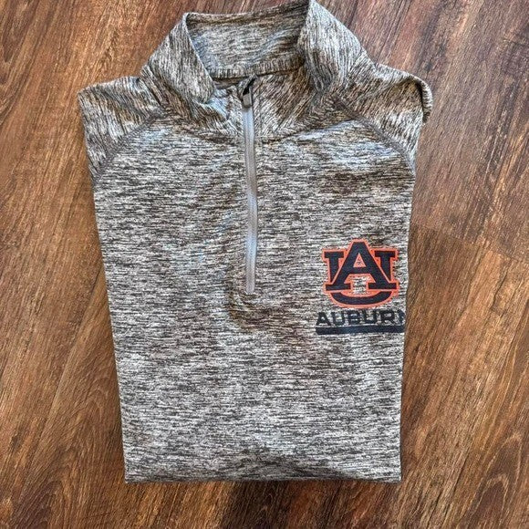 Men's Under Armour Heathered Gray Auburn Tigers Tech Performance Quarter-Zip