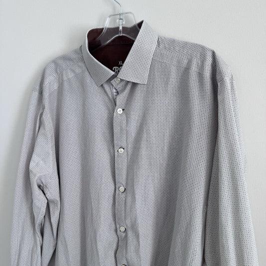 RGB Black Label XL White Micro Dot Shirt Contrast Trim 100% Cotton