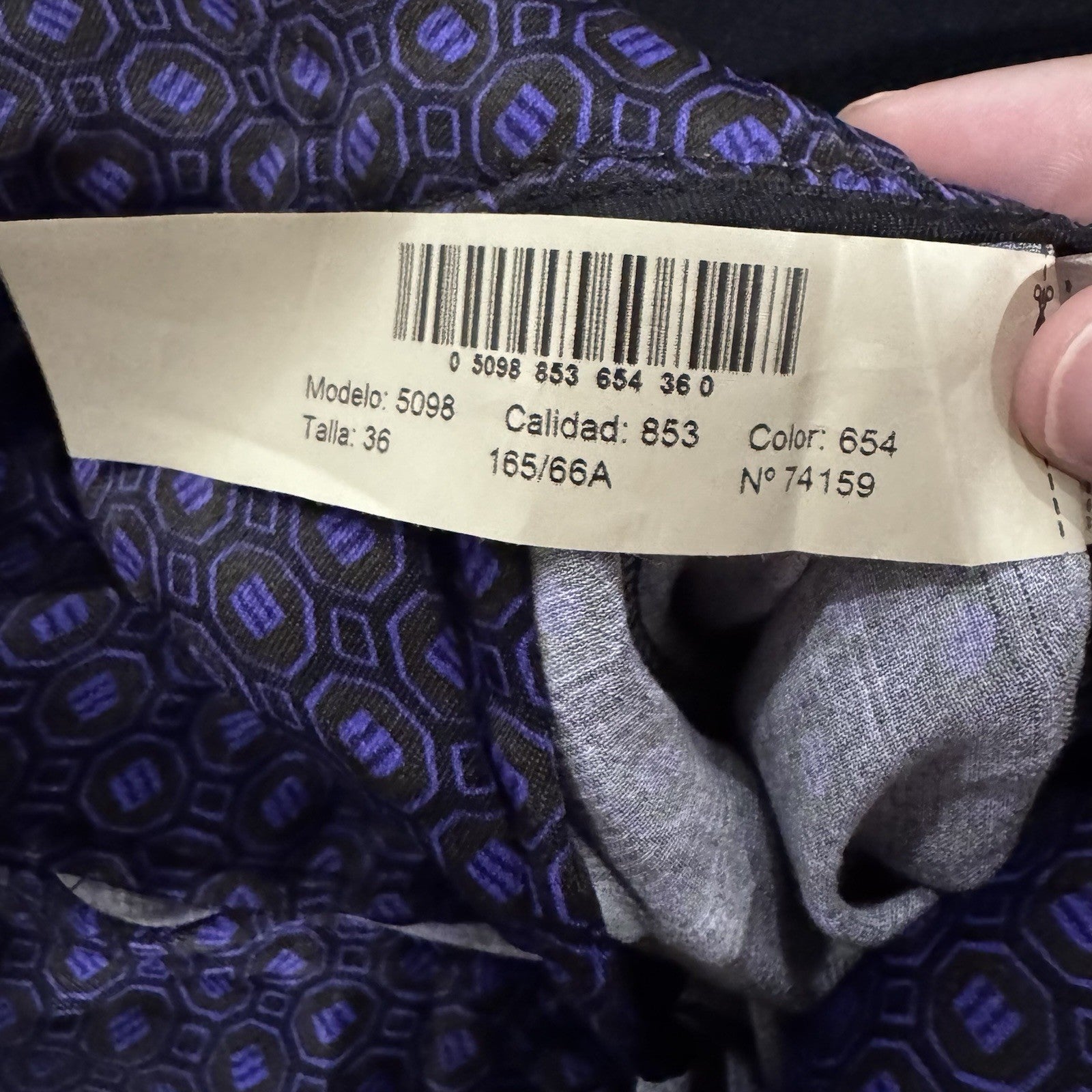 Massimo Dutti Purple Satin Trousers Geometric Pattern New Pants Size 6