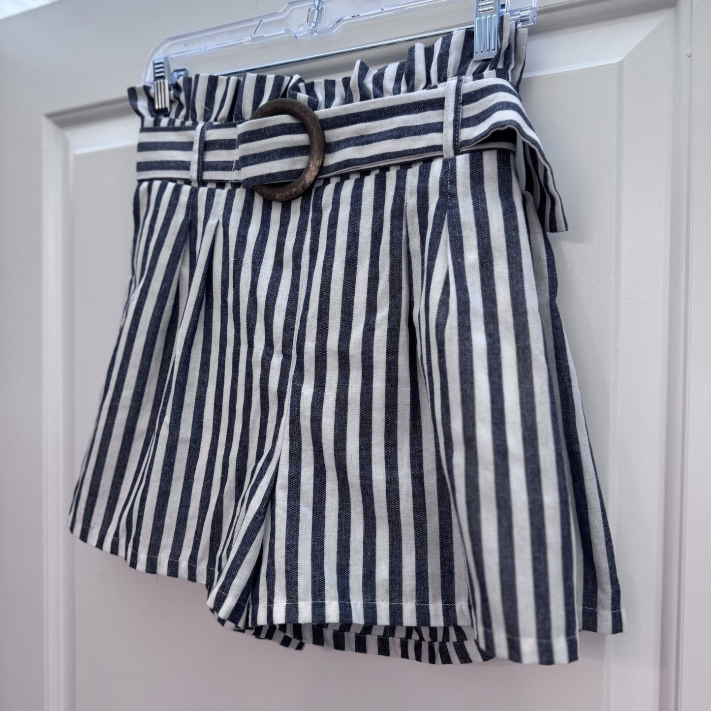 Altar’d State Shorts Blue White Stripe Belted Lined Paperbag Shorts M