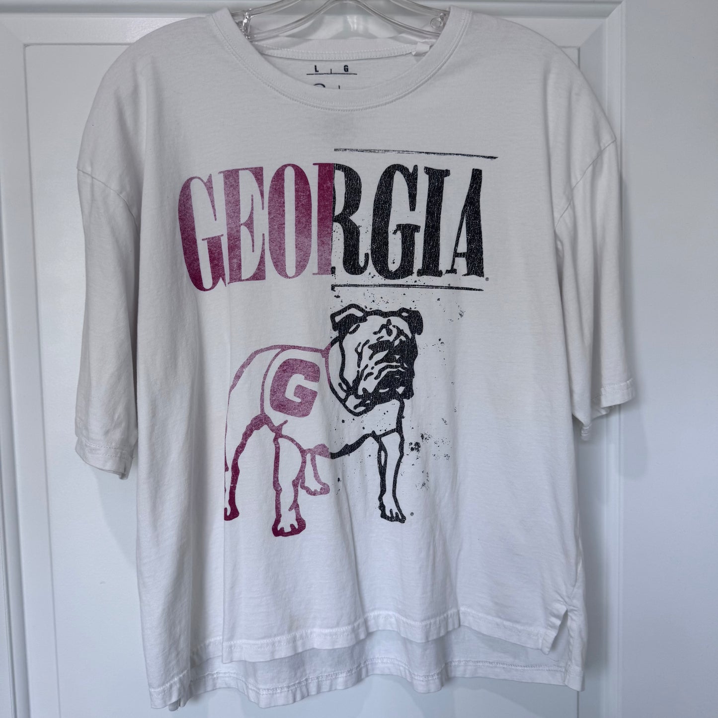 University of Georgia Bulldogs “Go Dawgs 1785” T-Shirt by Pressbox | Women’s XL | Short | White Graphic Tee