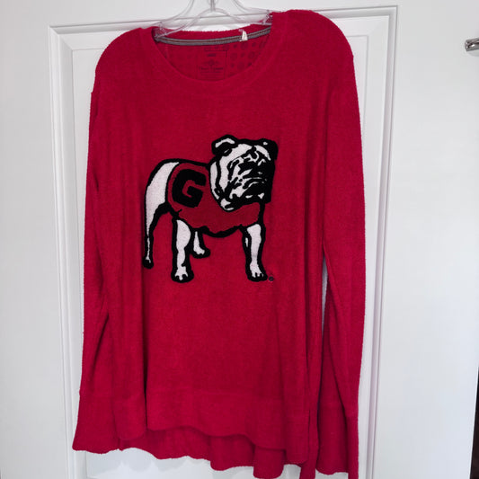University of Georgia UGA Bulldog Sweater by Three Square | Women’s Large | Red Long Sleeve Cozy Knit