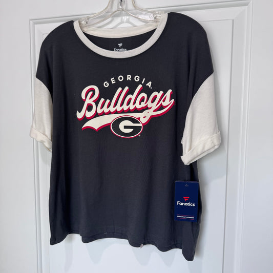 NWT Fanatics Georgia Bulldogs Two-Tone Script T-Shirt – Black & White | Women’s Size L