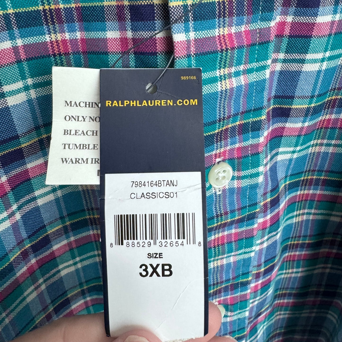 Polo Ralph Lauren Men’s Classic Fit Plaid Long Sleeve Shirt – Size 3XB (Big) – Green/Teal Multi