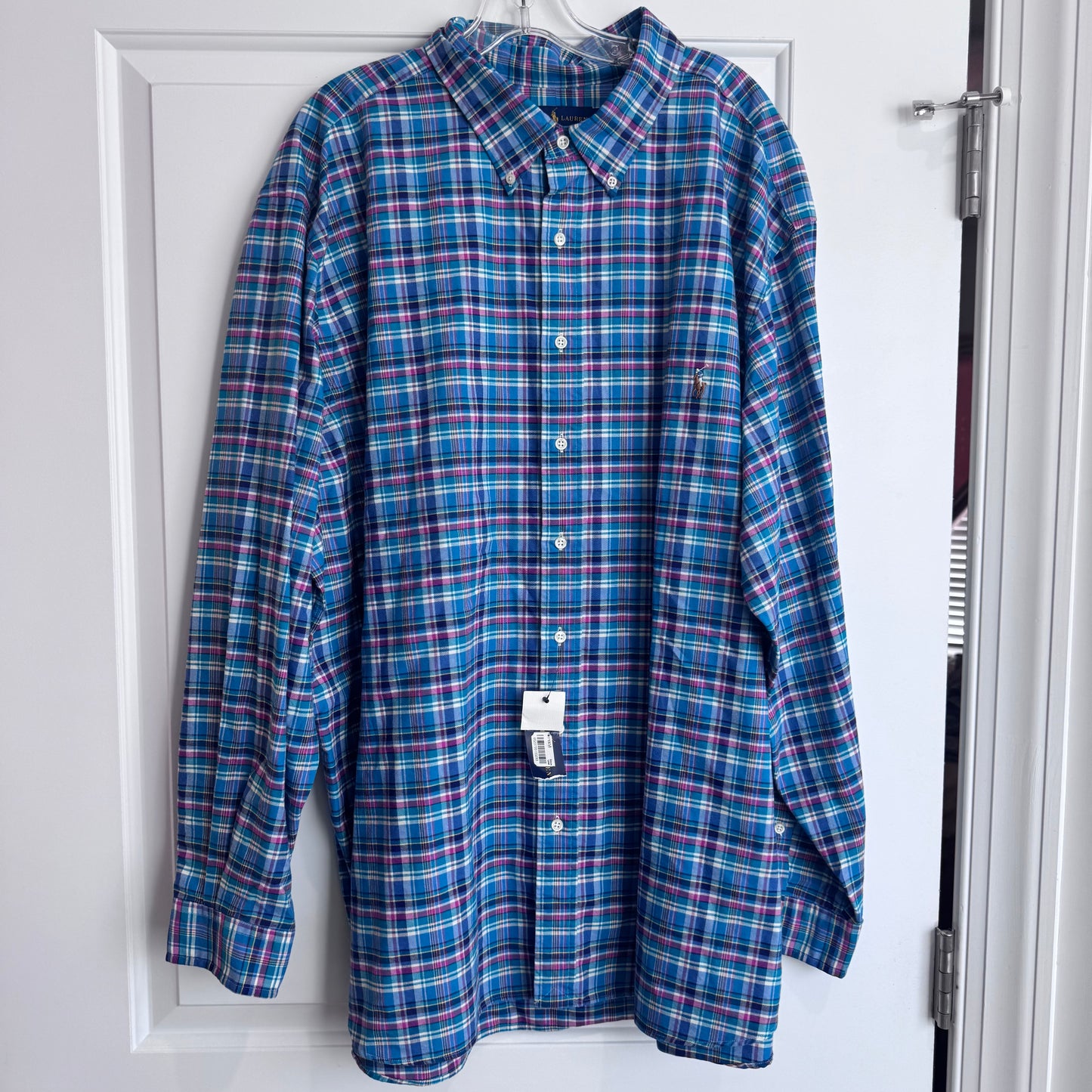 Polo Ralph Lauren Men’s Classic Fit Plaid Long Sleeve Shirt – Size 3XB (Big) – Green/Teal Multi