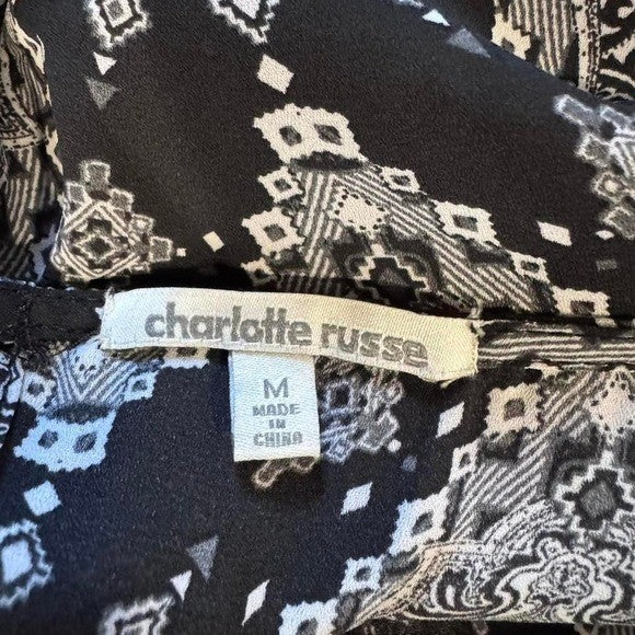 Charlotte Russe Boho Print Long Sleeve Mini Dress | M