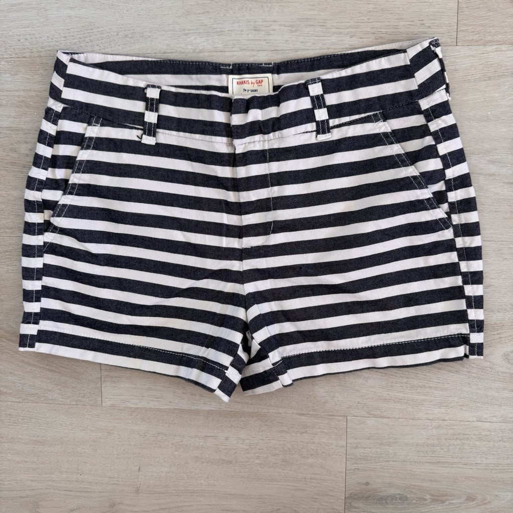 GAP Khakis 3” Stripe Shorts US 0 Black White Stretch Nautical Preppy Women’s
