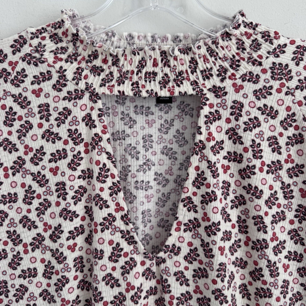 Torrid Size 1 Floral Smocked Long Sleeve Blouse Boho Top 1X