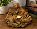 Lion Family Tea Light Candle Holder Safari Wildlife Decor Resin Statue 7x5