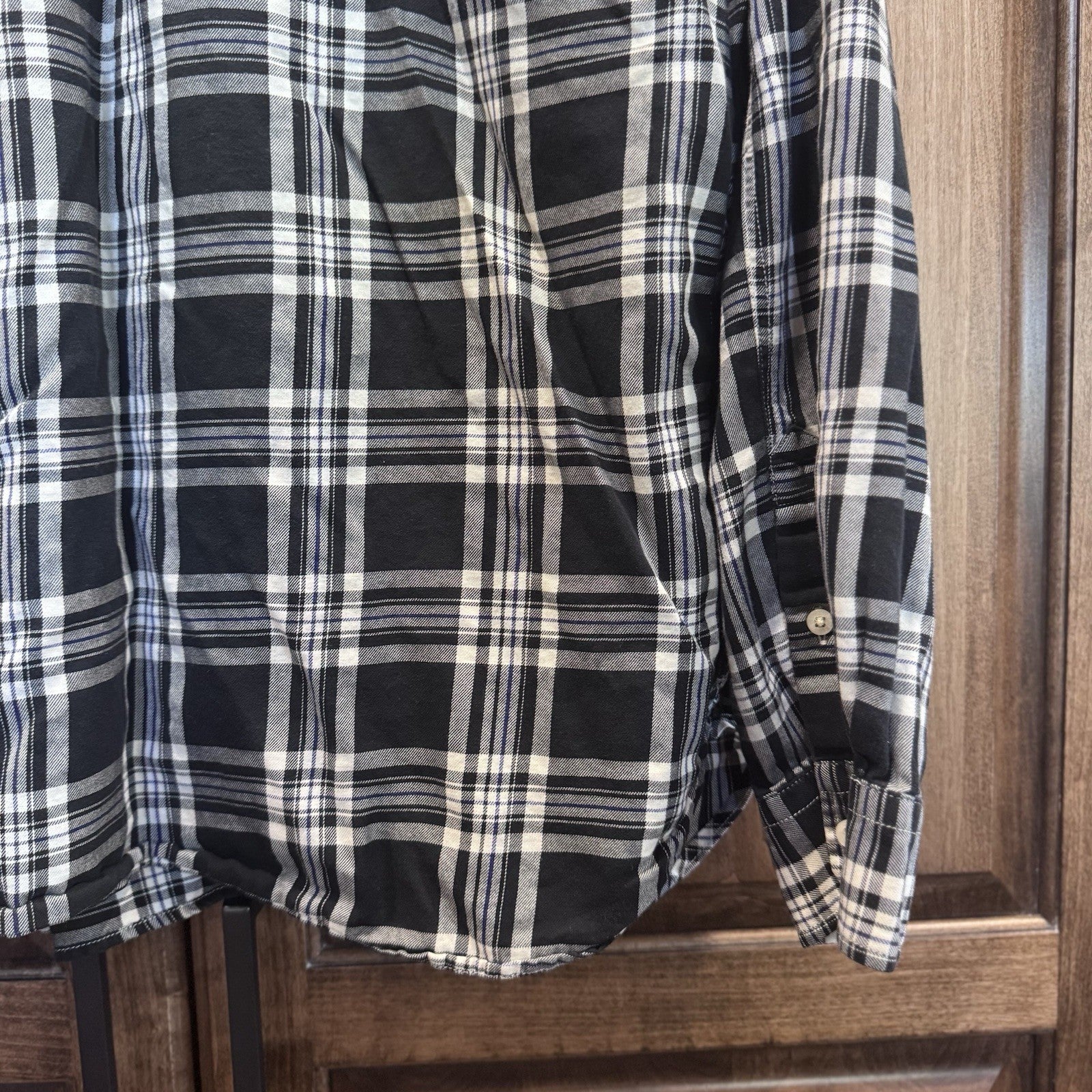 Lauren Ralph Lauren Plaid Button Down Shirt Women’s Large Black White