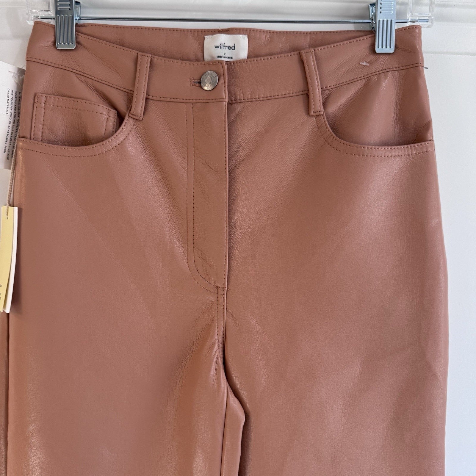 Wilfred Melina Faux Leather Pants Soft Terracotta High Rise Straight 2 NWT