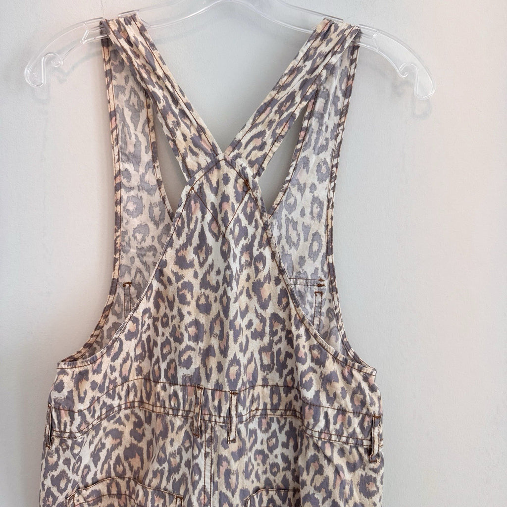 Urban Outfitters Leopard Print Overalls XS Canvas Carpenter Jumpsuit Y2K Street