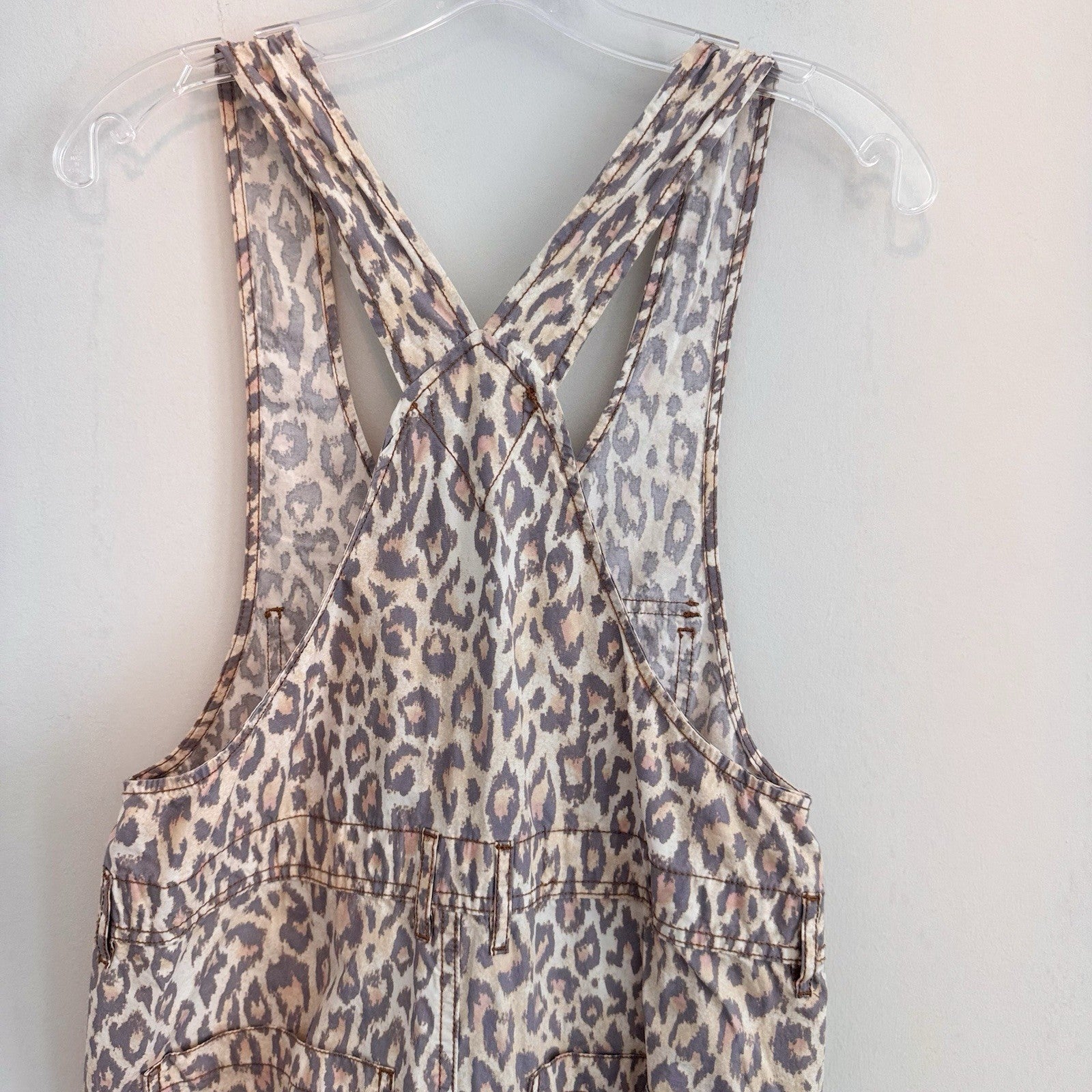 Urban Outfitters Leopard Print Overalls XS Canvas Carpenter Jumpsuit Y2K Street