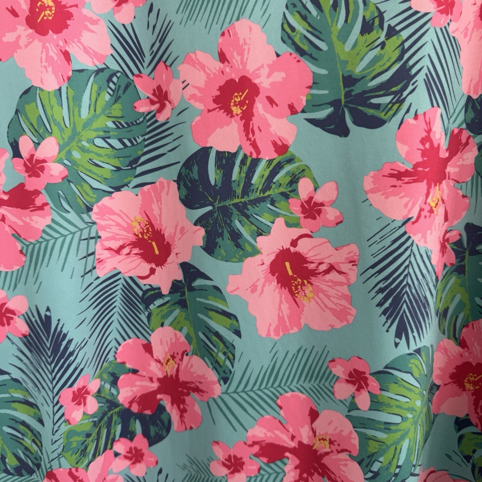 Proud Ninety Floral Golf Polo Shirt Men's Size 3XL Tropical Hibiscus Teal