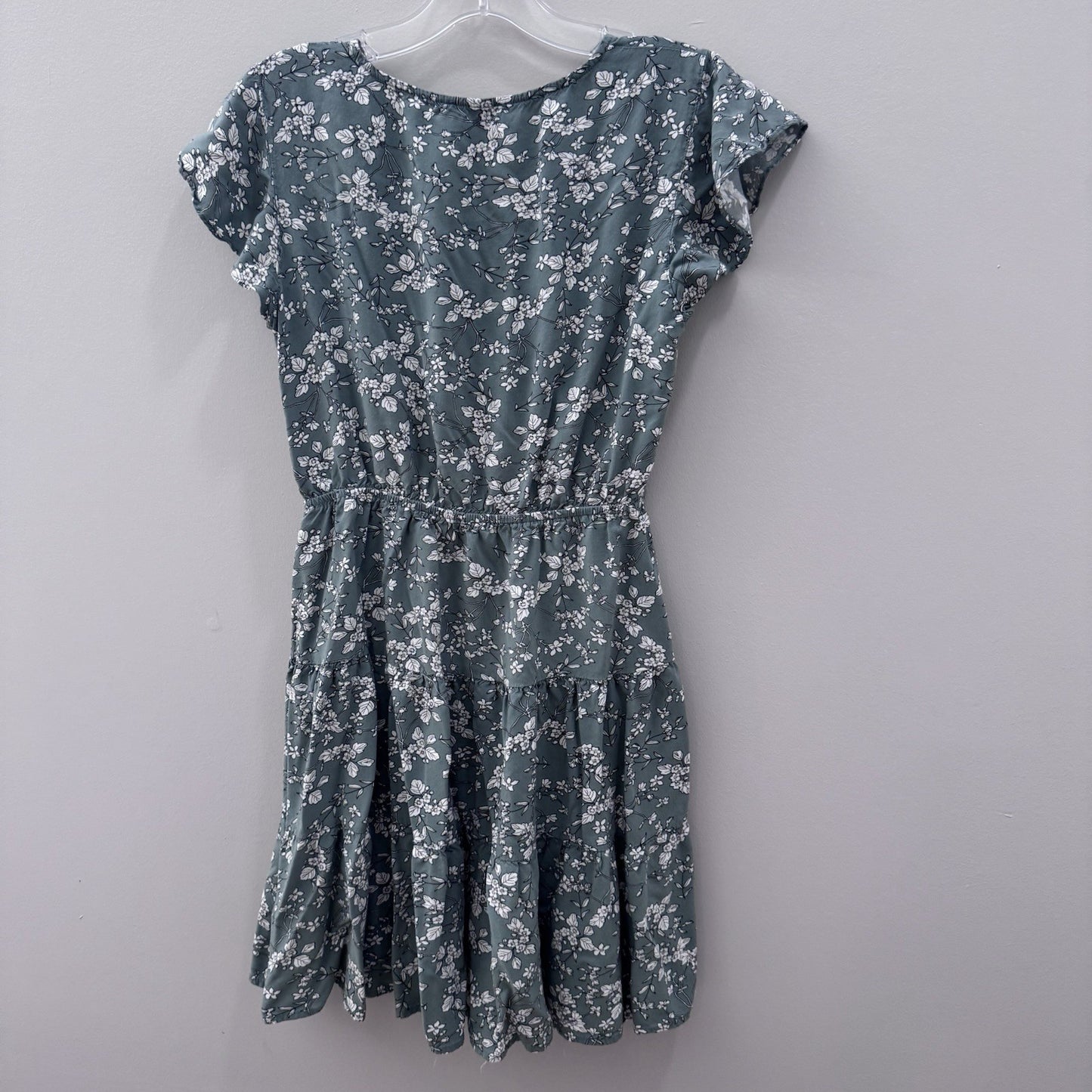 Dotti Green Floral Wrap Dress Women’s Size 8 Short Sleeve Viscose Casual