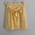 NWT AURA Yellow Eyelet Lace Skirt Paperbag Waist Tie Belt Size M