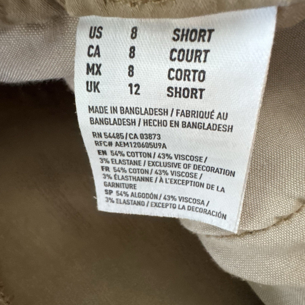 American Eagle Stretch Khaki Pants Women’s Size 8 Short Tan Skinny Casual