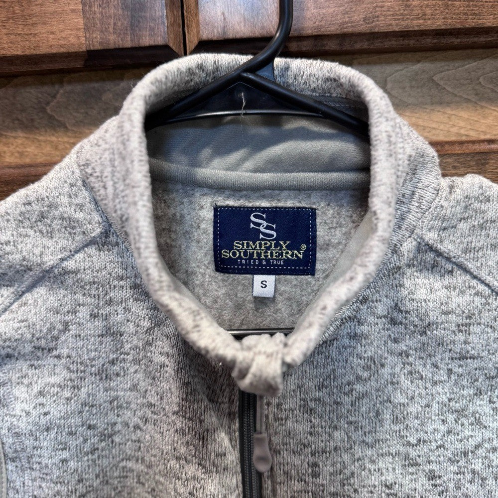 Simply Southern Gray Fleece Vest Women's Size S | Cozy Full Zip Outerwear