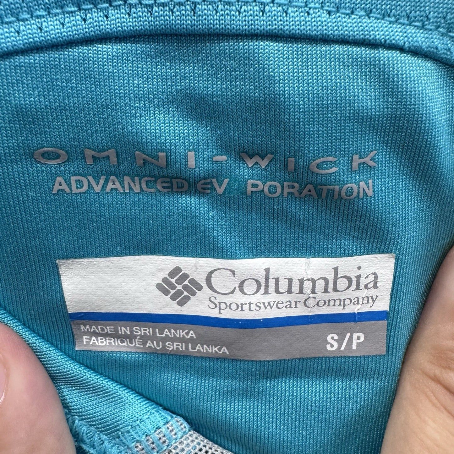 Columbia Omni-Wick Sleeveless Tank Top Small Leaf Print Blue Green Athletic