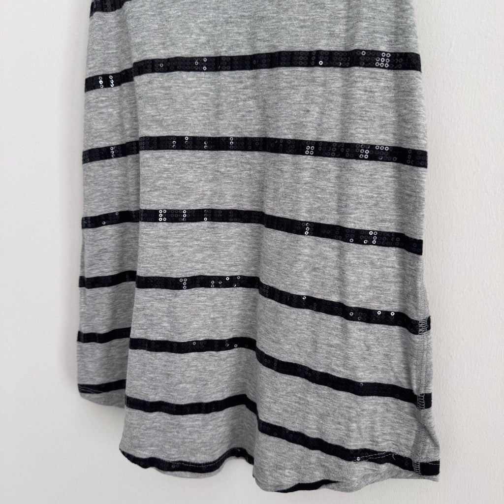 VICTORIA SECRET PINK TANK TOP Size XS Grey With Black Sequin Stripes Racer Back