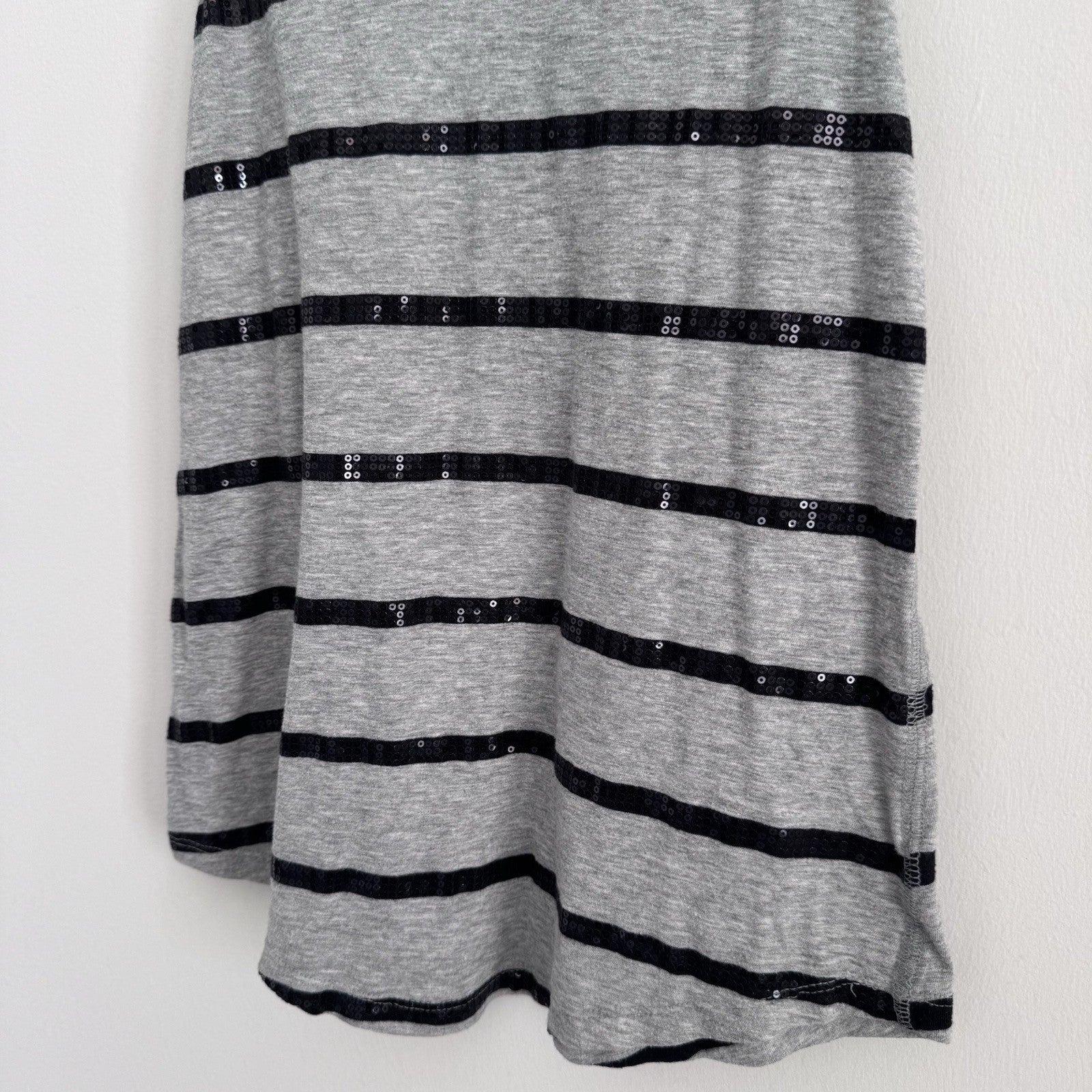 VICTORIA SECRET PINK TANK TOP Size XS Grey With Black Sequin Stripes Racer Back
