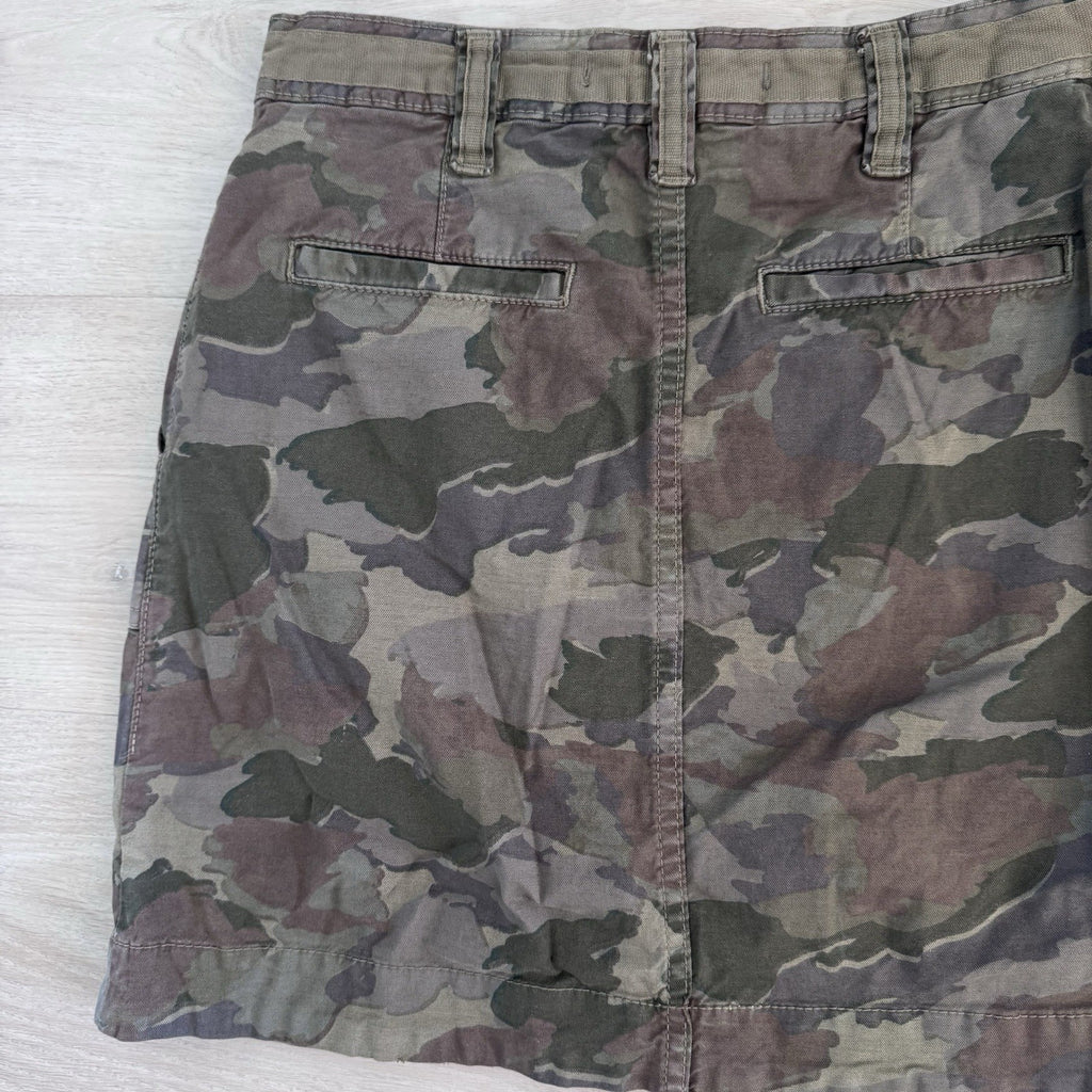 Anthro RYO LUCILLE Camo Button Front Mini Skirt Size 2
