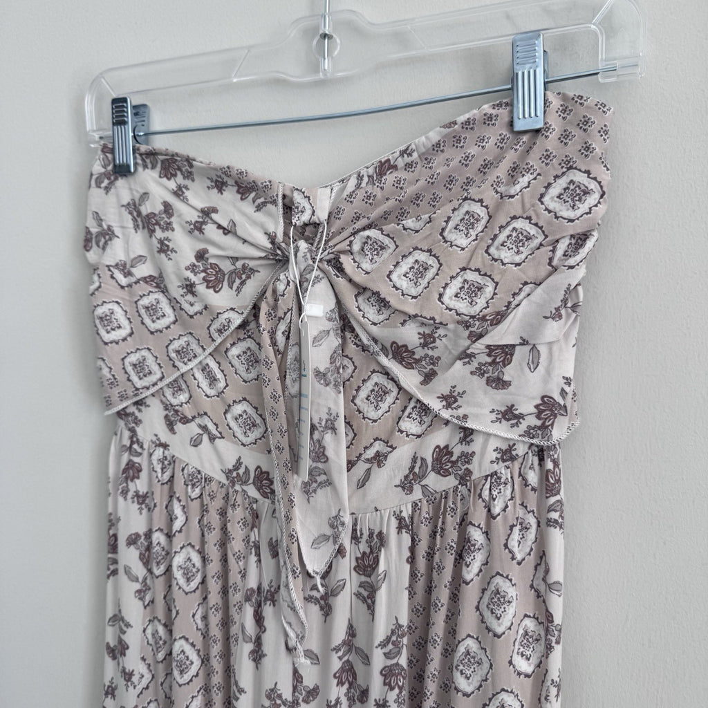 Beachissi Women S Strapless Maxi Dress Bow Front Smocked Back NWT