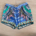 Flying Tomato Boho Tribal Shorts Tassel Tie Blue Green Size S