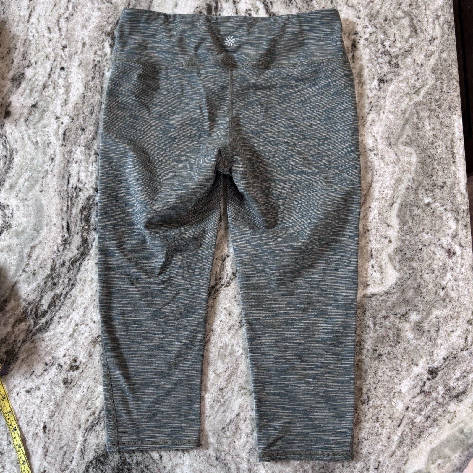Athleta Leggings Medium Gray Blue Striped Supplex Nylon Lycra Stretch Pants