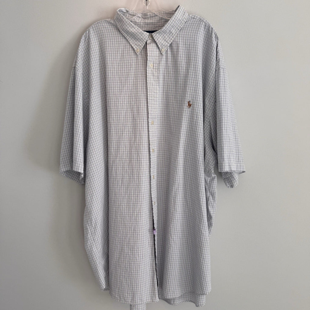 Ralph Lauren Classic Fit Button Down Shirt 3XLT Blue Plaid Cotton  Men’s