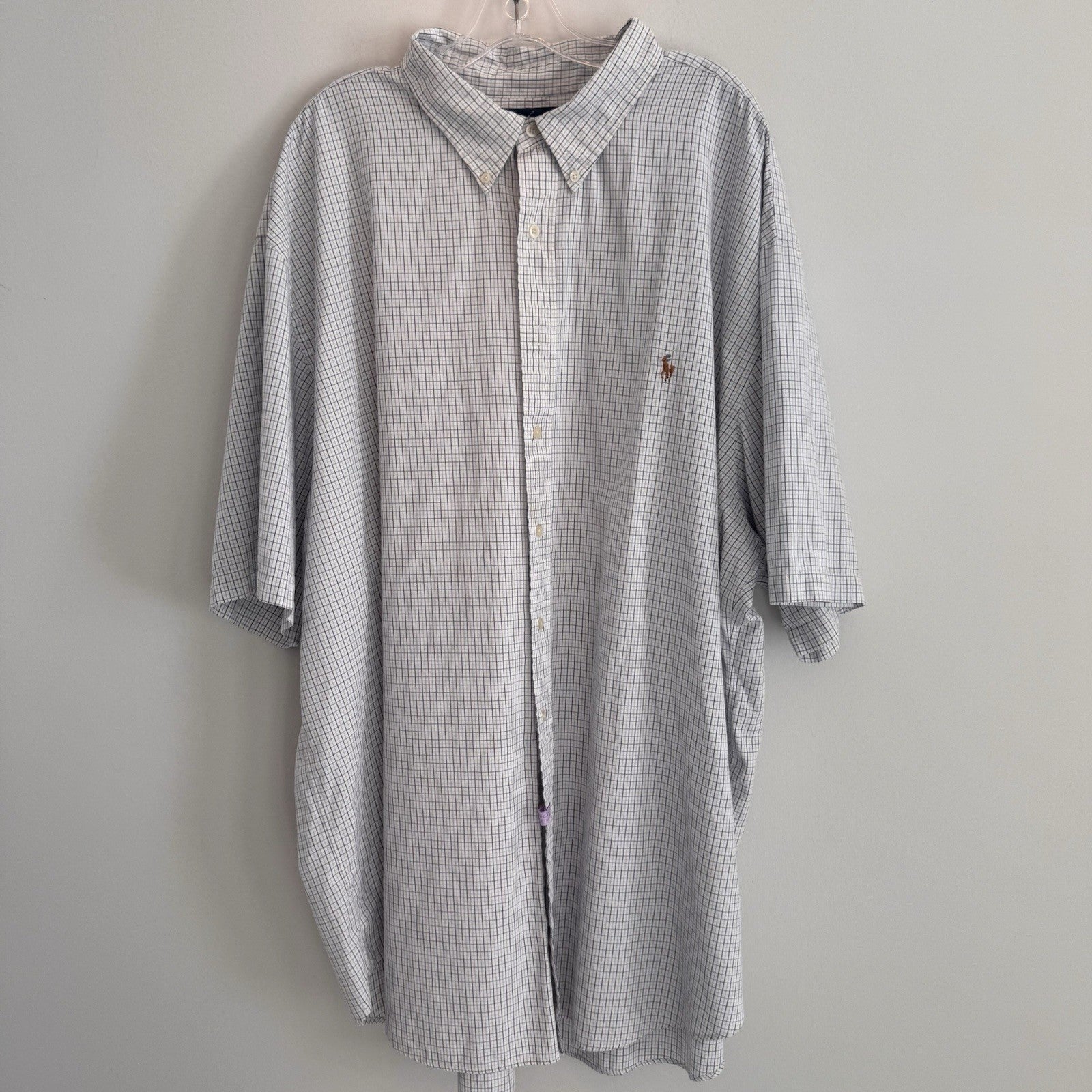 Ralph Lauren Classic Fit Button Down Shirt 3XLT Blue Plaid Cotton  Men’s