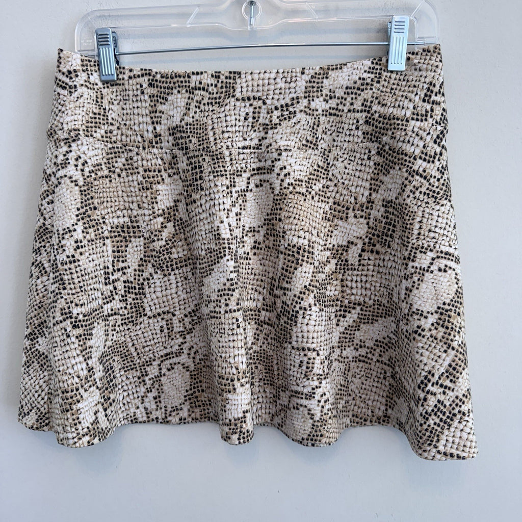 Tail Tech Snake Print Flare Skater Skirt M Beige Stretch Animal Print Y2K