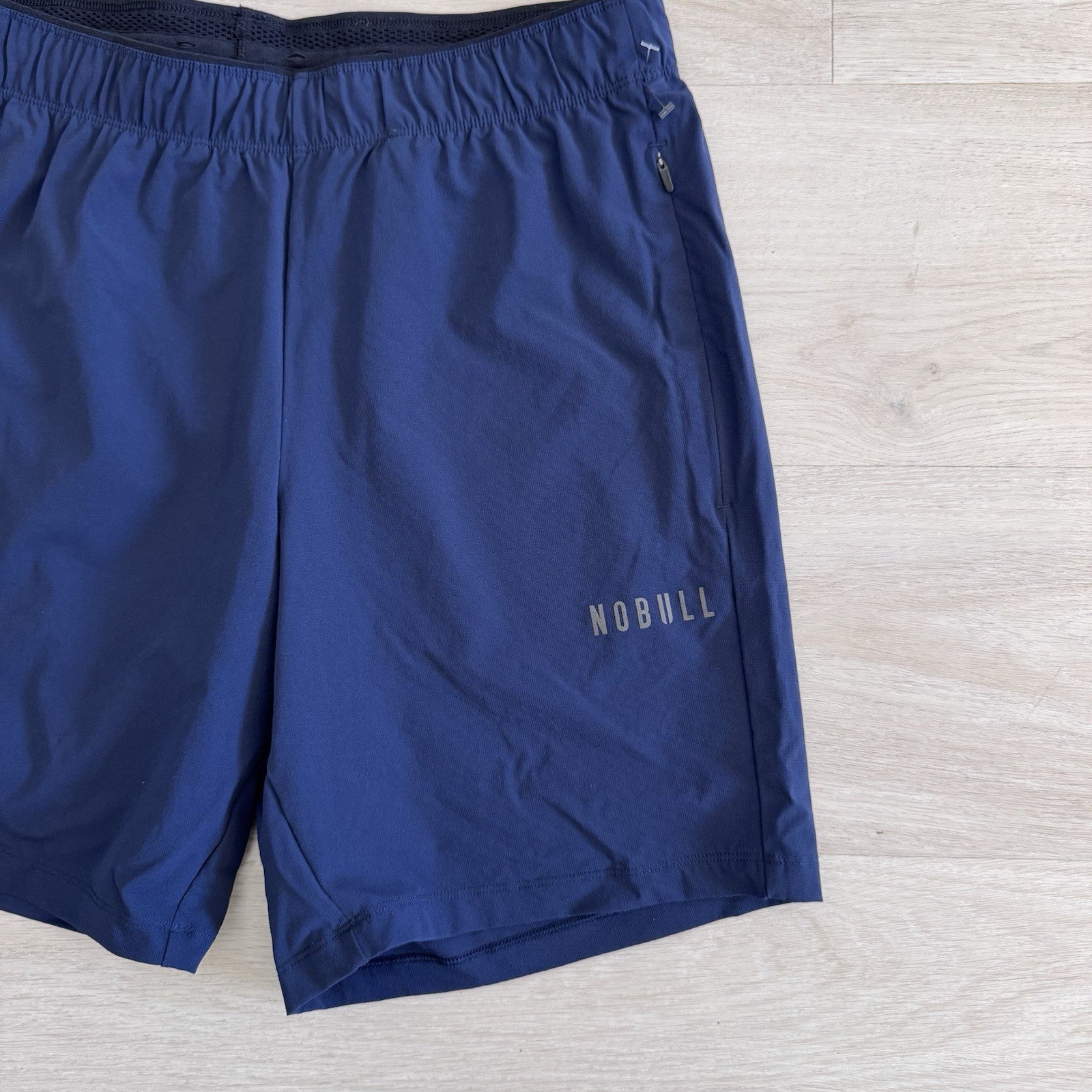 NOBULL Mens Training Shorts Blue Size Small Athletic Gym Lined Zip Pockets