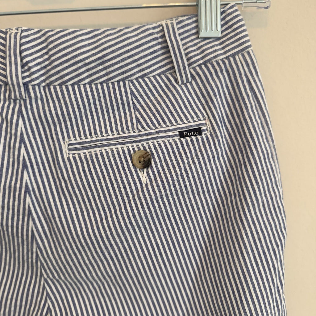Polo Ralph Lauren Boys Seersucker Shorts Size 12 Blue White Stripe NWT $59.50
