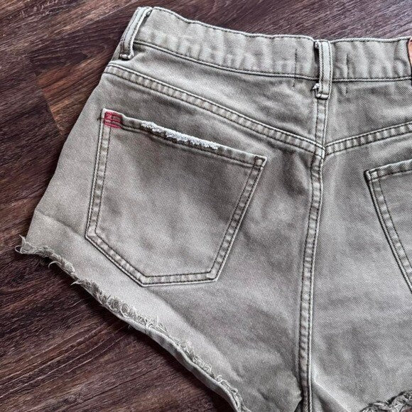 Urban Outfitters size 31 Green high-waisted cheeky denim shorts #denimshorts