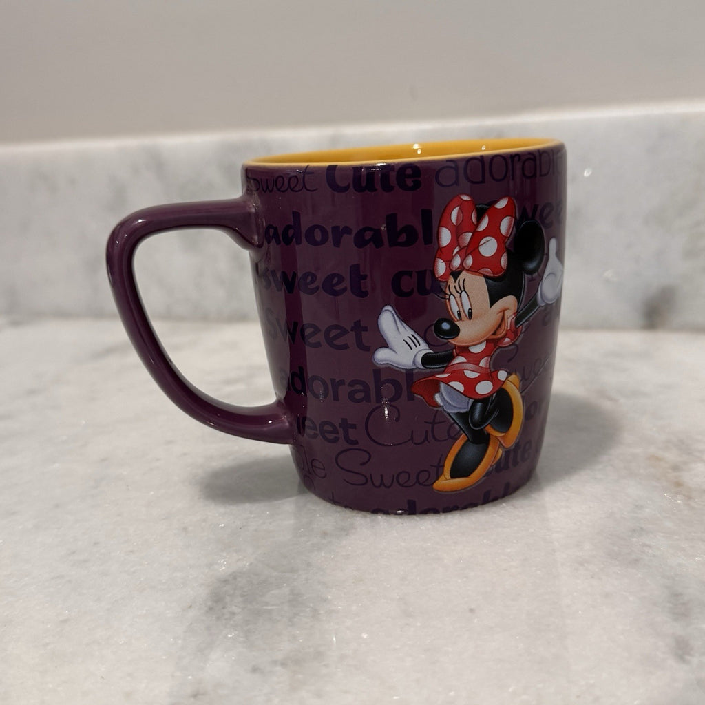 Disney Parks Minnie Mouse Purple Yellow Coffee Mug Cute Sweet Adorable Cup