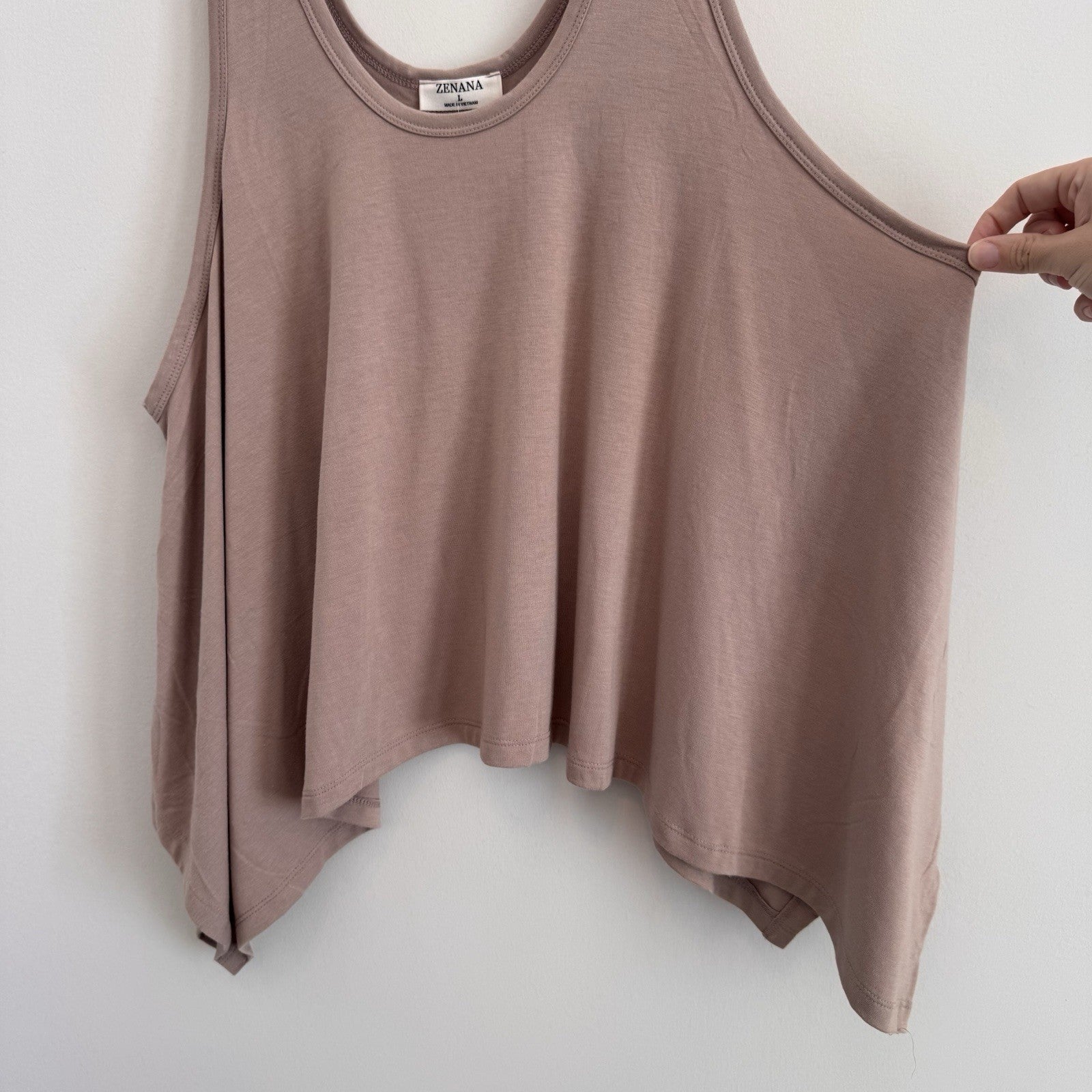 Zenana Flowy Tank Top L Mauve Pink Asymmetrical Boho Tunic Boutique NWT Women’s